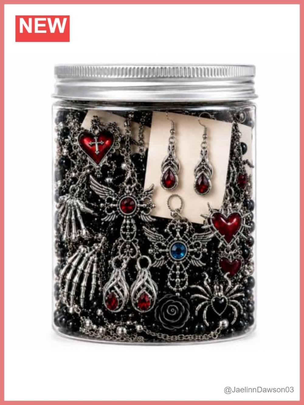 Gothic Mystery Jewelry Jar 40-45 Pcs Alloy Steel Vintage Set